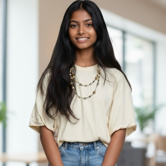 FURLA Brown Tan Ivory Beaded XL Chain Boho Necklace R $148 - Picture 8 of 9